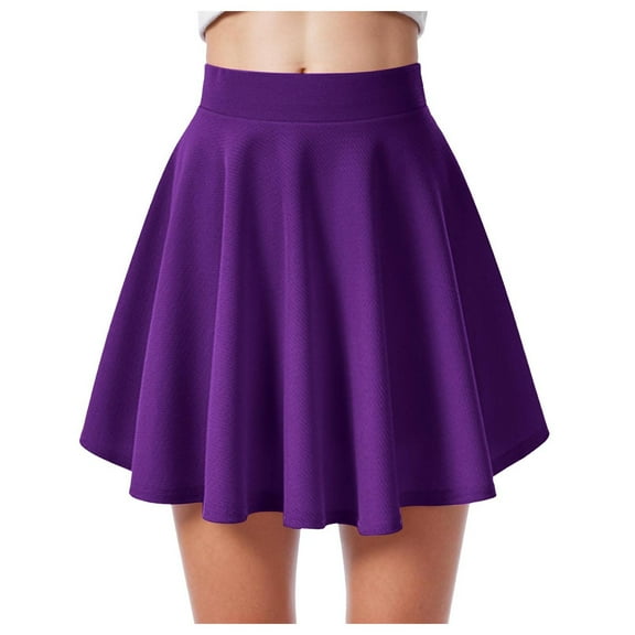 vigerkar Women's Casual Skirt 2025, Stretchy High Waist Aline Mini Skater Skirts Purple, XL