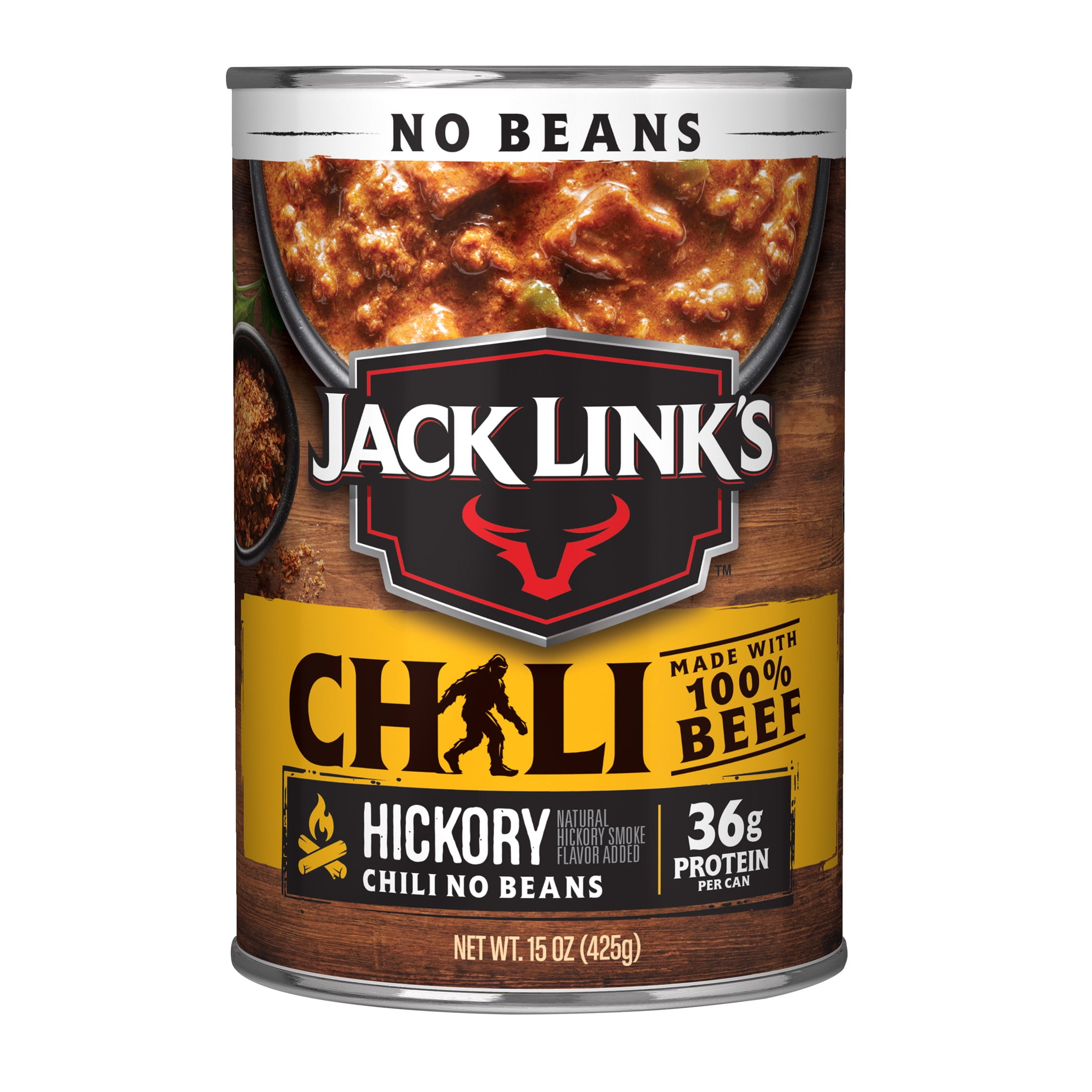 (12 pack) Jack Link's, Chili Hickory Flavored, No Beans, 15oz Can, 36g of Protein, Made with 100% Beef
