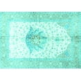 thumbnail image 1 of Ahgly Company Machine Washable Indoor Rectangle Persian Turquoise Blue Traditional Area Rugs, 8' x 10', 1 of 4