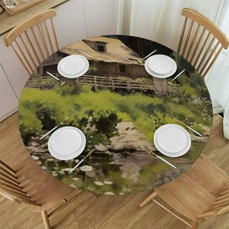 

Autua Wildflowers Round Table Cover Stain Resistant Washable Indoor Outdoor Tablecloth Kitchen Dining Wedding Parties 100% Polyester Fiber 38 -42