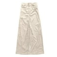 thumbnail image 4 of HXWCHs High Waist Wide Leg Casual Trousers Soft Palazzo Pants Comfortable Elastic Waistband WITH Pockets for Women M Beige, 4 of 4