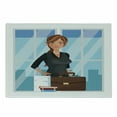 thumbnail image 1 of Girl Boss Cutting Board, Cartoon Graphic of Businesswoman with Briefcase and Documents at Office Print, Decorative Tempered Glass Cutting and Serving Board, in 3 Sizes, by Ambesonne, 1 of 2