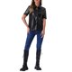 thumbnail image 2 of CAMISA DE CUERO PU INSPIRE CHIC CON BOTONES PARA MUJERES, BLUSA DE MANGA CORTA CON COLLAR, CHAQUETA, TOP DE FIESTA Y CLUB, TAMAÑO M NEGRO, 2 of 6