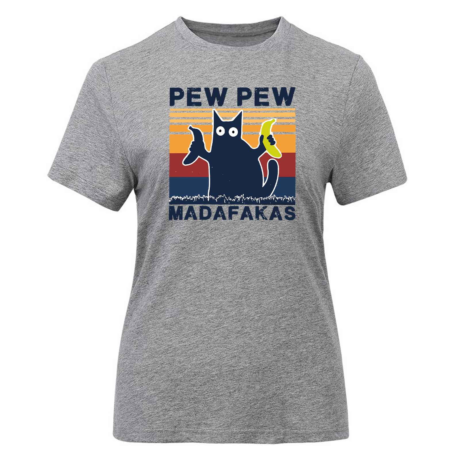 HEQU Womens Shirt Cat Pew Pew Madafakas