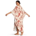 thumbnail image 2 of Xixirimido Pink Peony Floral Print Kaftan Dresses for Women Plus Size V Neck Caftans Long Batwing Sleeve Beach Cover Ups Summer Beach Dress, 2 of 7