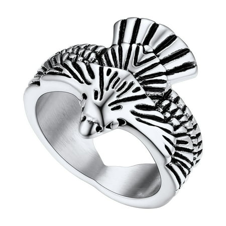 [Clearance]Stainless Steel Hawk Rings Gothic Jewelry for Men Fashion Flying Eagle Ring for Party Size 7-14