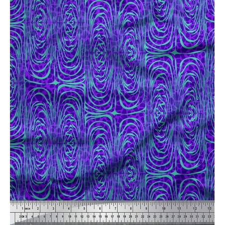 Soimoi Purple polyester Crepe Fabric Leopard & Wild Animal Skin Print Fabric by The Yard 42 Inch Wide