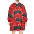 thumbnail image 2 of Wearable Oversized Blanket,Black Controllers Games Icons Red Pattern Wearable Blanket Hoodie for Adults,Cozy Hooded Blankets with Super Pockets,Super Warm Fuzzy Pullover for Women & Men, 2 of 6