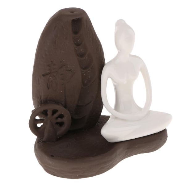 Quemador Yoga de Reflujo de Chino Adornos de Oficina Decoración para hogar perfecl Quemador de incienso de cono de cerámica
