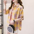 thumbnail image 2 of Turilly Womens Plaid Shirts Top Loose Long Sleeved Thin Casual Shirt Long Sleeved Lapel Shirt, 2 of 5