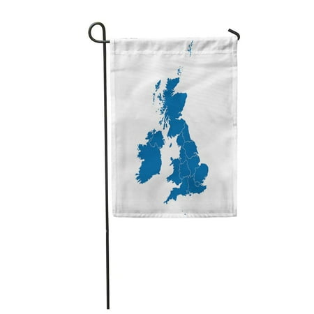 SIDONKU Map Blue Shape Name of The Country United Kingdom Atlas Garden Flag Decorative Flag House Banner 12x18 inch