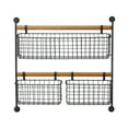 thumbnail image 5 of DecMode 22" Black Metal 3 Hanging Baskets Wall Mounted Magazine Rack Holder, 5 of 7