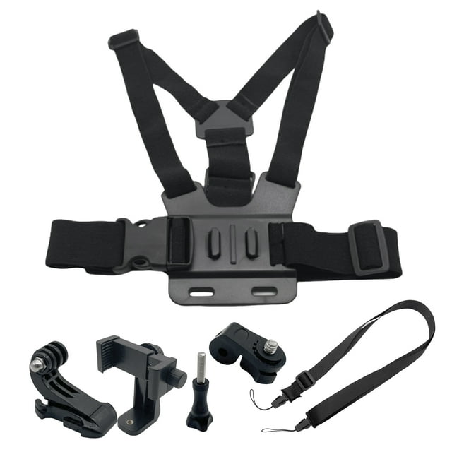 Soporte para teléfono con correa para el pecho, soporte para cámara de acción, ajustable, fácil de instalar, rotación de 360 grados, clip para teléfono, kit de correa para el pecho