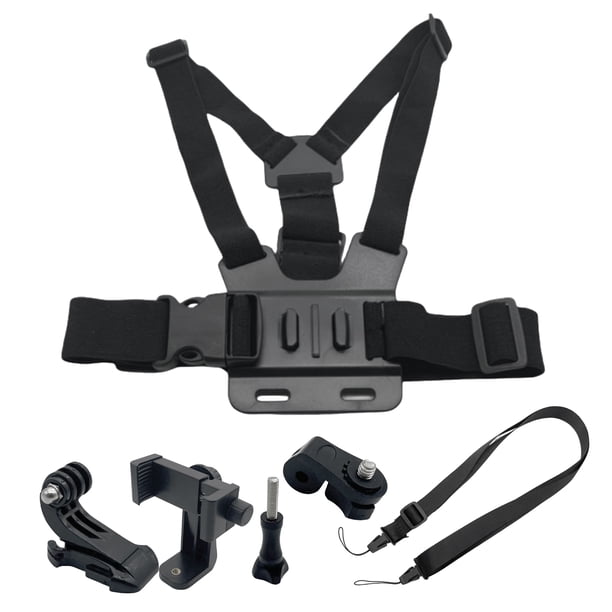 Soporte para teléfono con correa para el pecho, soporte para cámara de acción, ajustable, fácil de instalar, rotación de 360 grados, clip para teléfono, kit de correa para el pecho