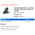 thumbnail image 2 of Front Right Engine Mount - Compatible with 2003 - 2005 Hyundai Tiburon 2.0L 4-Cylinder 2004, 2 of 2