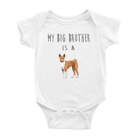 

My Big Brother Is A Basenji Dog Funny Baby Clothes Bodysuit Infant Boy Girl Unisex