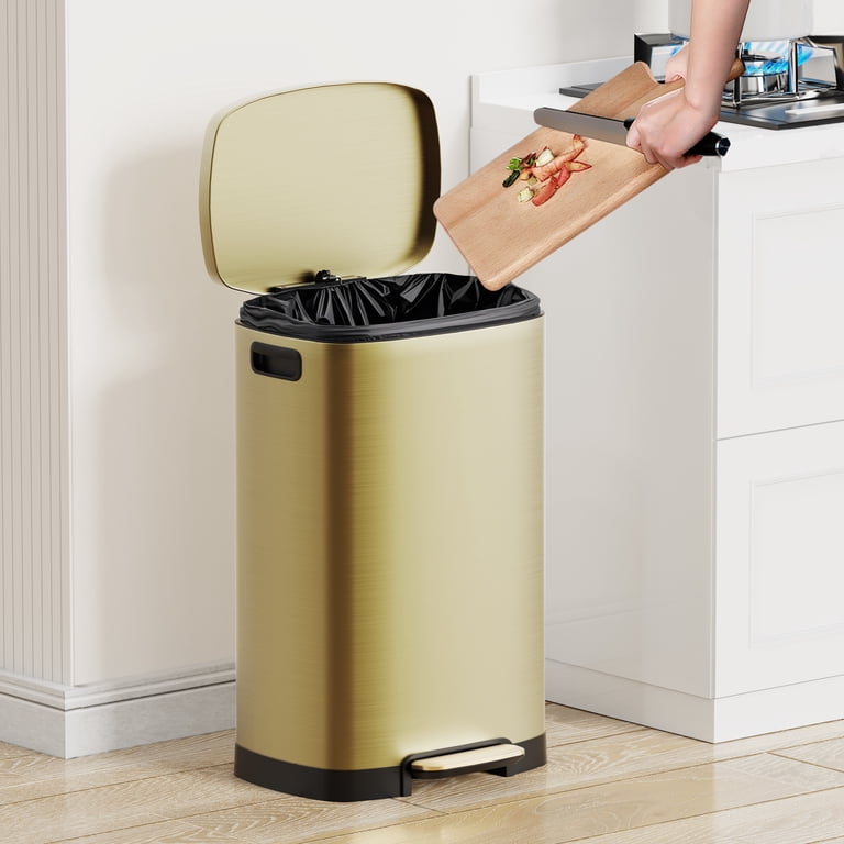 KSSKSS 13 Gallon Trash Can with Lid,Fingerprint-Proof Stainless