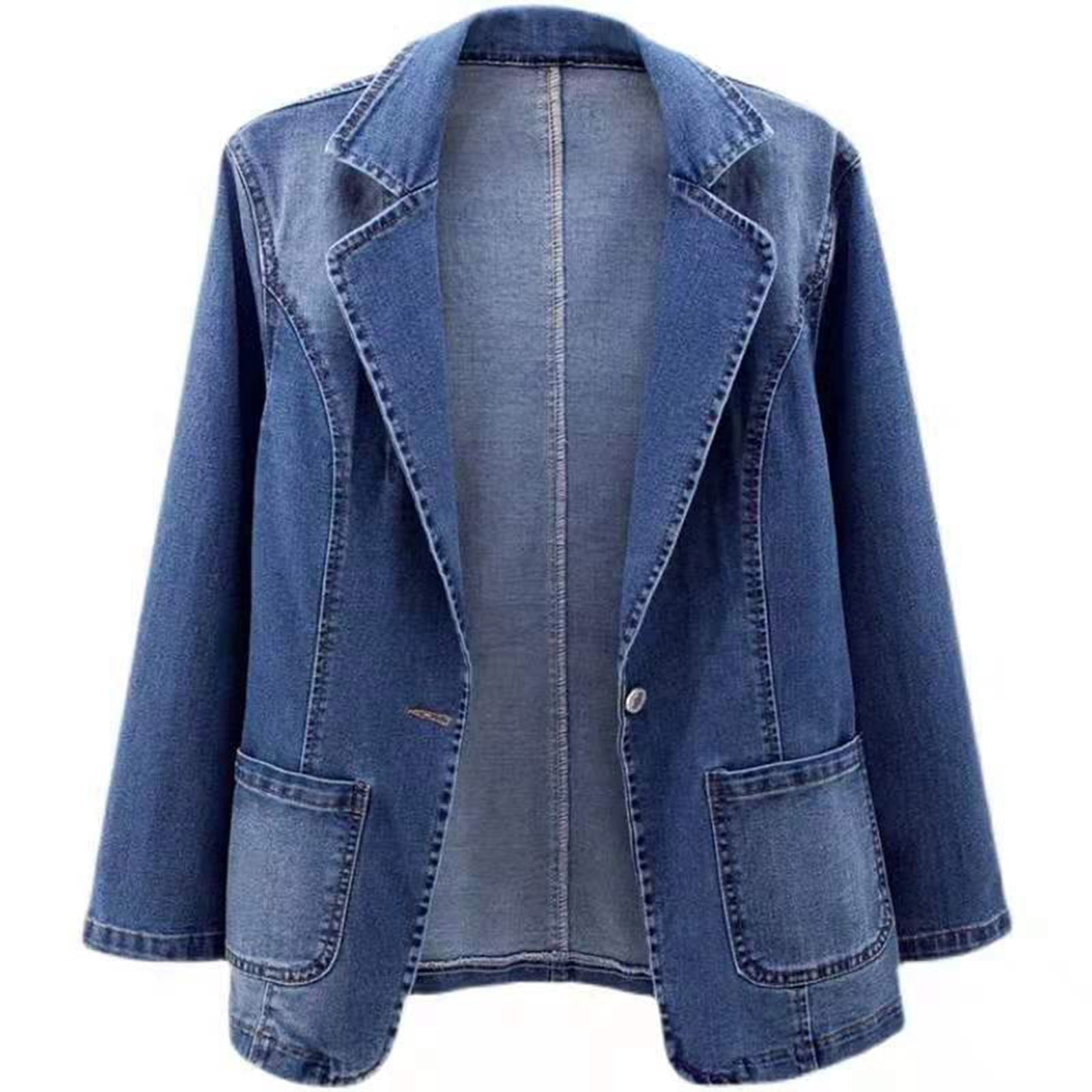 Buy jiejiegao Women's Casual Slim Fit One Button Denim Blazer Short Jacket  Coat 1 XL at Amazon.in
