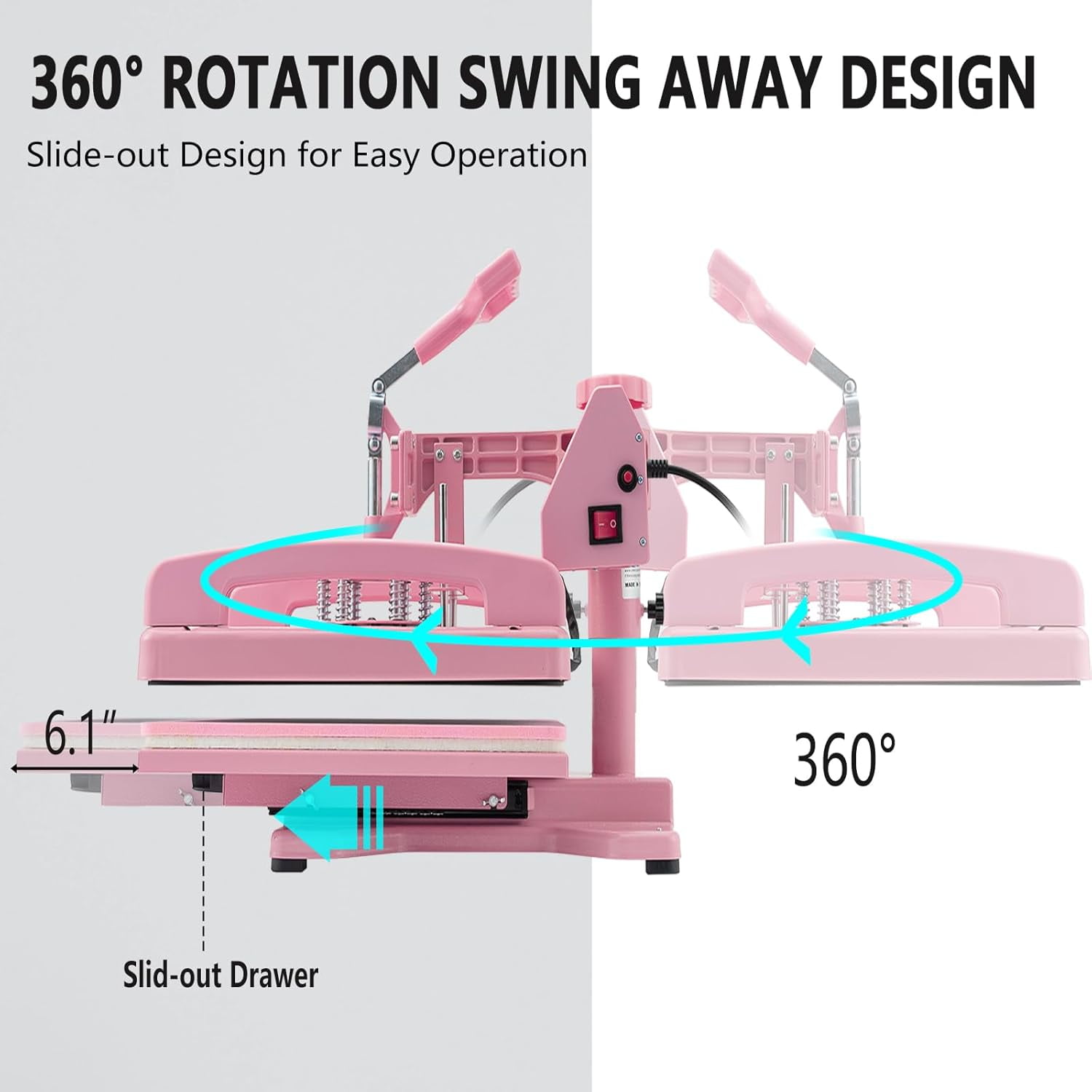 SHZOND 15x12 Inch Heat Press, 8 in 1 Heat Press Machine with 30 OZ Tumbler Press,Swing Away T Shirt Pressing Machine, Combo Heat Press Machine Sublimation for T-Shirt Hat Cap Mug Plate Tumbler （Pink）