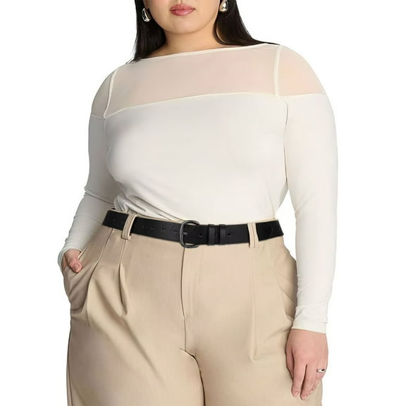 JASGOOD Plus Size Women White Belts for Jeans Pants Ladies Leather Belt with Pin Buckle