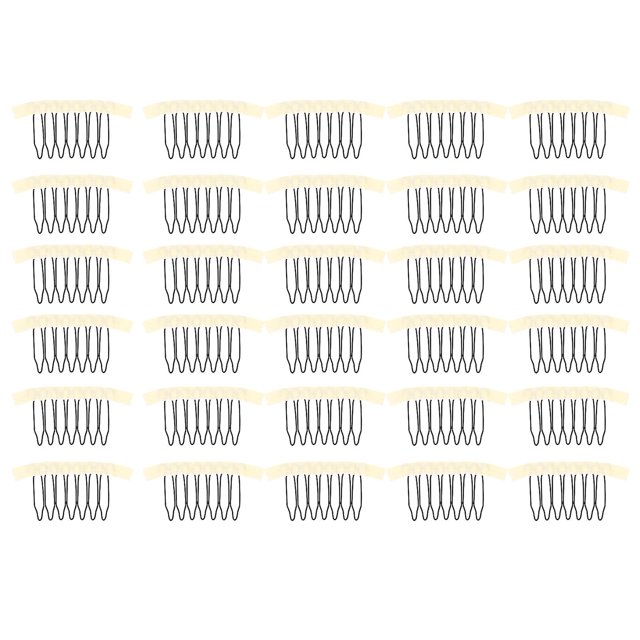 30 Pcs 7 Teeth Stainless Steel Hair Clips for Wigs, Caps, Wig Accessories, Beige