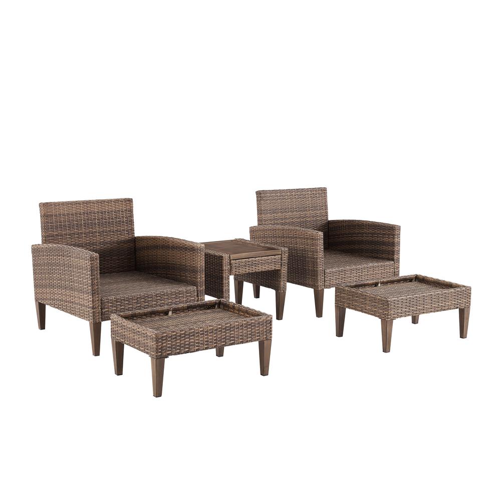 Crosley Furniture Capella 5-Piece PE Wicker / Rattan Outdoor Chair Set in Brown - image 2 of 6