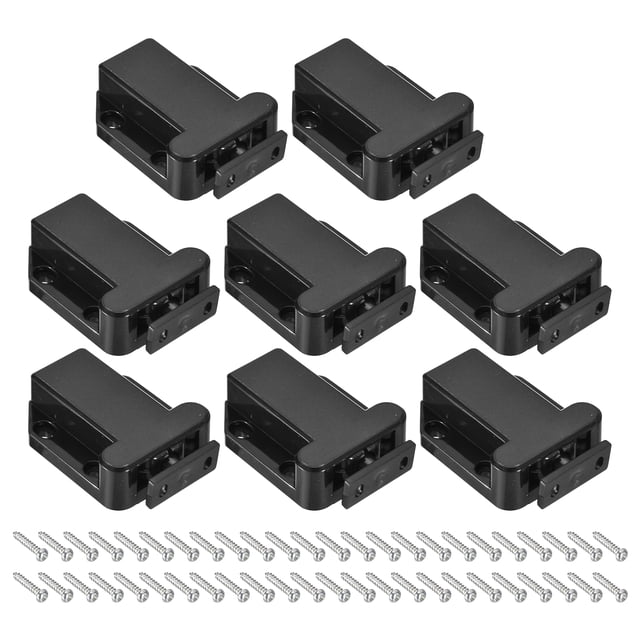 Unique Bargains 8 Set ABS Automatic Spring Loaded Push to Open Door Catch Touch Lock, Black