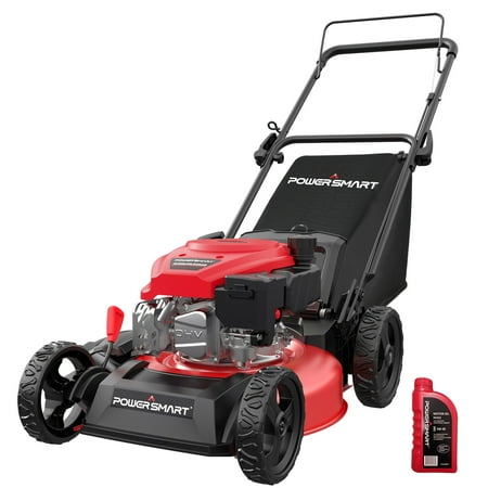 PowerSmart Gas Push Lawn Mower 18-inch 144cc Engine 3-in-1 with Bagger 6-Position Height Adjustment
