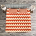 thumbnail image 3 of Ambesonne Coral Quilted Bedspread Set 3 Pcs, Chevron Arrows Geometric, King Size, Orange Coral White, 3 of 3