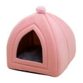 thumbnail image 3 of Cute Pet Cat Bed Puppy Kennel Dog House Winter Warm Washable Sleeping Cushion Sofa Velvet Nest Comfortable Cave Tent for Indoor pink, 3 of 8