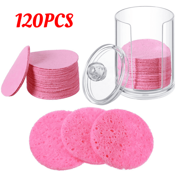 120pcs Compressed Facial Sponges Makeup Sponges Natural Cosmetic Spa Sponges for Cleansing, Exfoliating Mask, Makeup Removal, Dead Skin, and Dirt