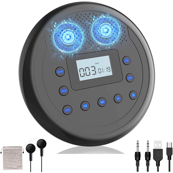 Reproductor de CD portátil MONODEAL recargable con altavoces y auriculares