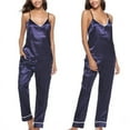 thumbnail image 3 of Women Lady Silk Satin Pajamas Set Pyjama Sleepwear Nightwear Homewear, 3 of 5