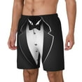 thumbnail image 2 of Mens Swim Trunks Tuxedo Printed 2 in 1 Quick Dry Beach Shorts with Compression Liner, 2 of 7