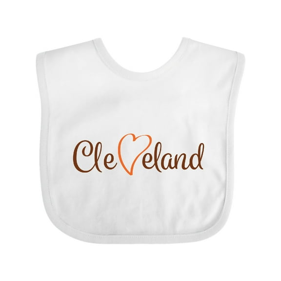 Inktastic Cleveland Heart Cursive Orange Boys or Girls Baby Bib