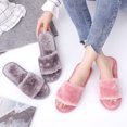 thumbnail image 2 of Women's Faux Fur Slippers Flat Fluffy Open Toe House Shoes Indoor Outdoor Slip on Memory Foam Slide Plush Sandals, Women's Plush Slippers Anti-Slip Indoor Outdoor Open Toe Slippers, 2 of 7