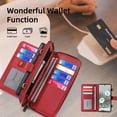 thumbnail image 5 of Decase for Google Pixel 7 Pro 6.7" Case, Multi-Function Zipper Leather Magnetic Pocket Wallet Case with Card Slot Holder, Detachable Flip Protective Cover with Crossbody Shoulder Strap, Red, 5 of 8