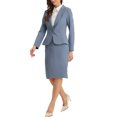 thumbnail image 4 of Conjuntos de Traje para Mujeres INSPIRE CHIC con Blazer de Mangas Largas y Falda Lápiz, Dos Piezas, Atuendos de Trabajo, Azul Polvoriento M, 4 of 6
