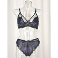 thumbnail image 2 of INSPIRE CHIC Women's Plus Size Floral Lace Mesh Push-Up 2-Hook Lace Trim Bra and Panty Set, 2 of 6