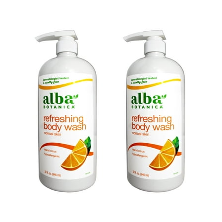 Alba Botanica Refreshing Body Wash, Hypoallergenic, Island Citrus, 32 FL OZ - 2 Pack