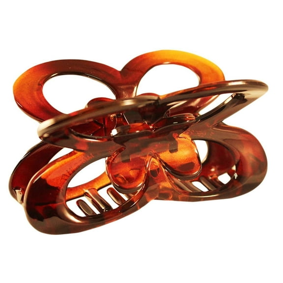 Parcelona France Butterfly Medium Shell Covered Spring Celluloid Hair Claw Clip