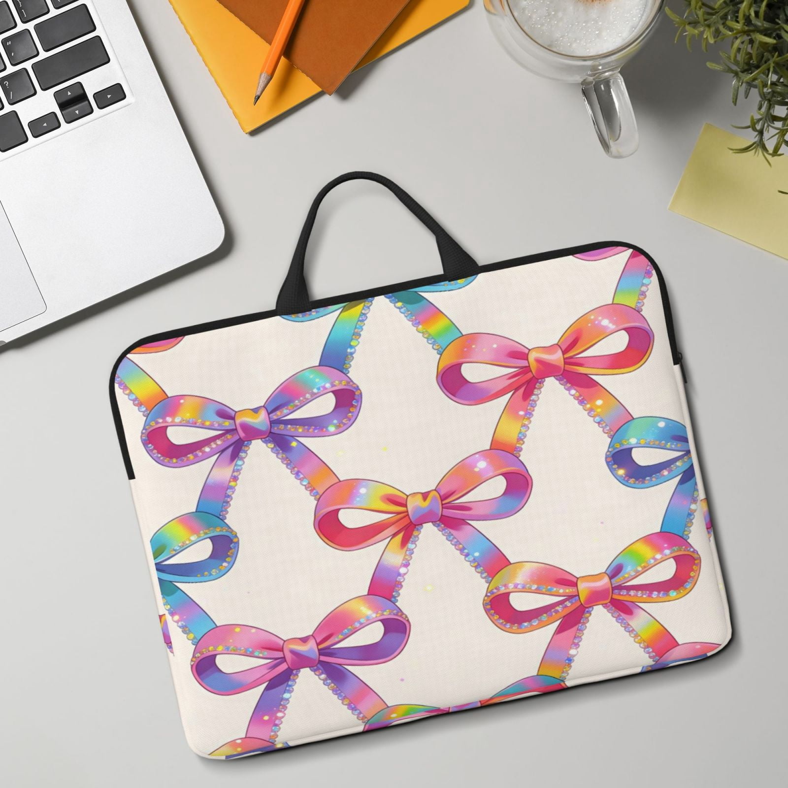 Laptop Sleeve Bag For Women Men 14inch Waterproof Durable Protective Computer Carrying Cover Handle Laptop Case Bag Shiny Bows
