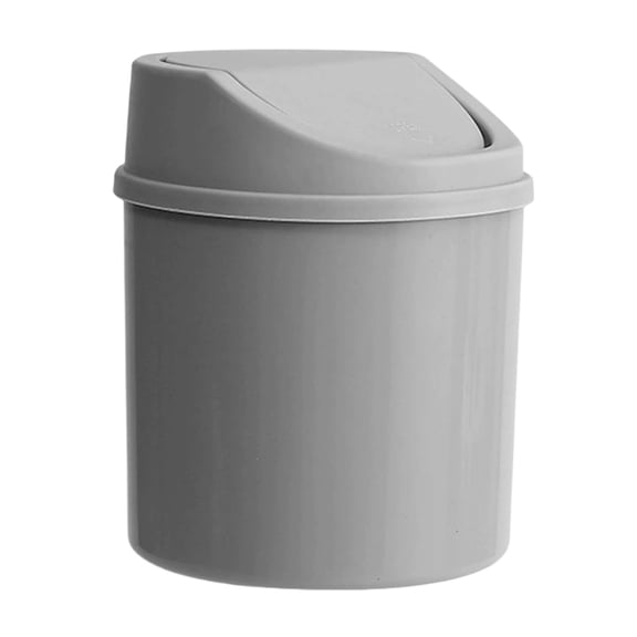Mini Waste Can with Removable Swing-Top Lid - 1 Pc Small Garbage Bin for Kitchen, Bathroom, Bedroom, Office - Compact Can Fit Under Tables & Counters, Gray