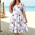 thumbnail image 2 of YuXingFu Purple Dress Plus Size Maxi V-Neck Plus Size Womens Dress Short Sleeve Smocked Long Casual Summer Multicolor L, 2 of 8
