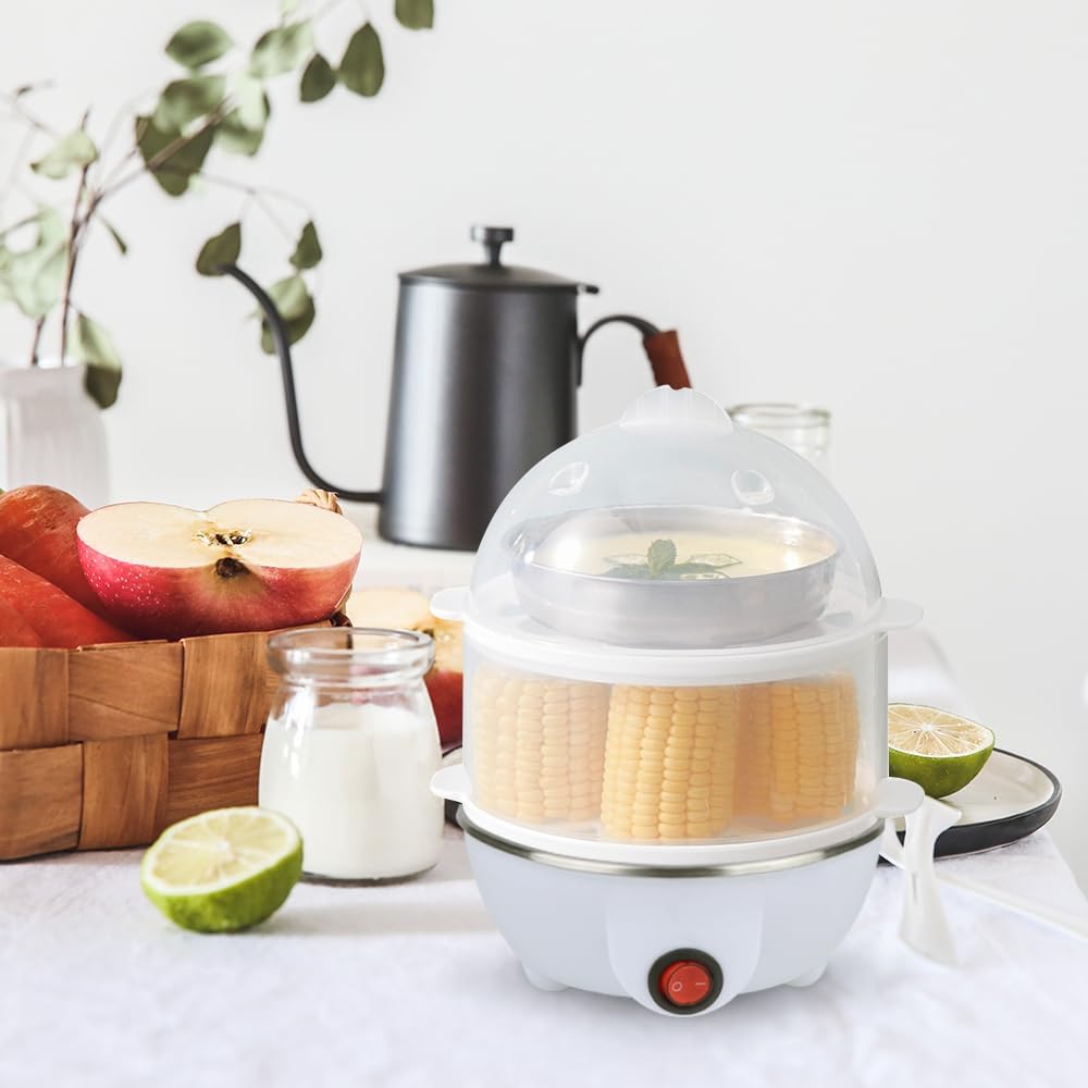 Egg Cooker,350W Rapid Electric Egg Maker,Egg Steamer,Egg Boiler,Egg Cookers With Automatic Shut Off,14 Egg Capacity Double-Layer Lazy Egg Boiler,Multifunction Heated Milk,Heated Food