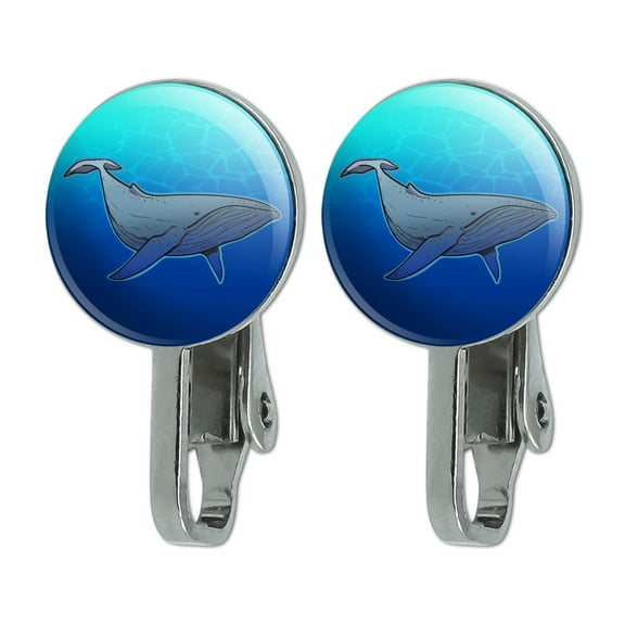 Humpback Whale Novelty Clip-On Stud Earrings