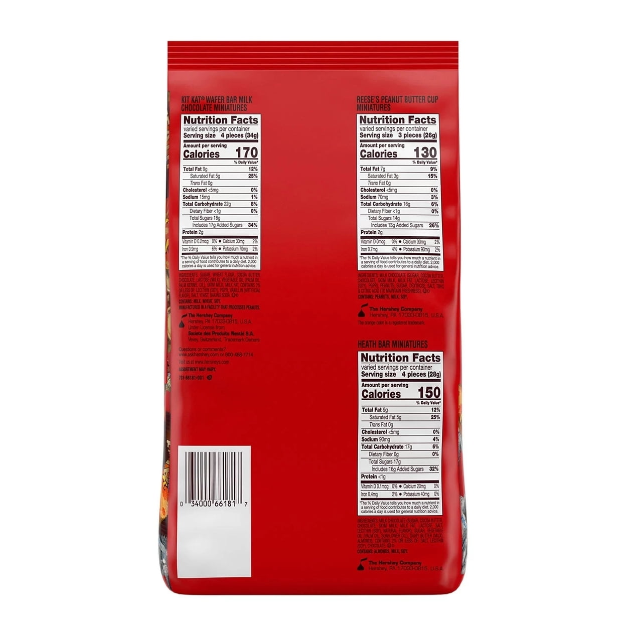 Hershey Assorted Chocolate Miniatures Candy Bulk Bag (55 Ounce 220 Pieces)