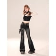 thumbnail image 5 of HLSOHJP Women's Black Bow Design Micro Flared Jeans American Vintage Casual Denim Trousers Female High Waist Straight Classic Pants, 5 of 5