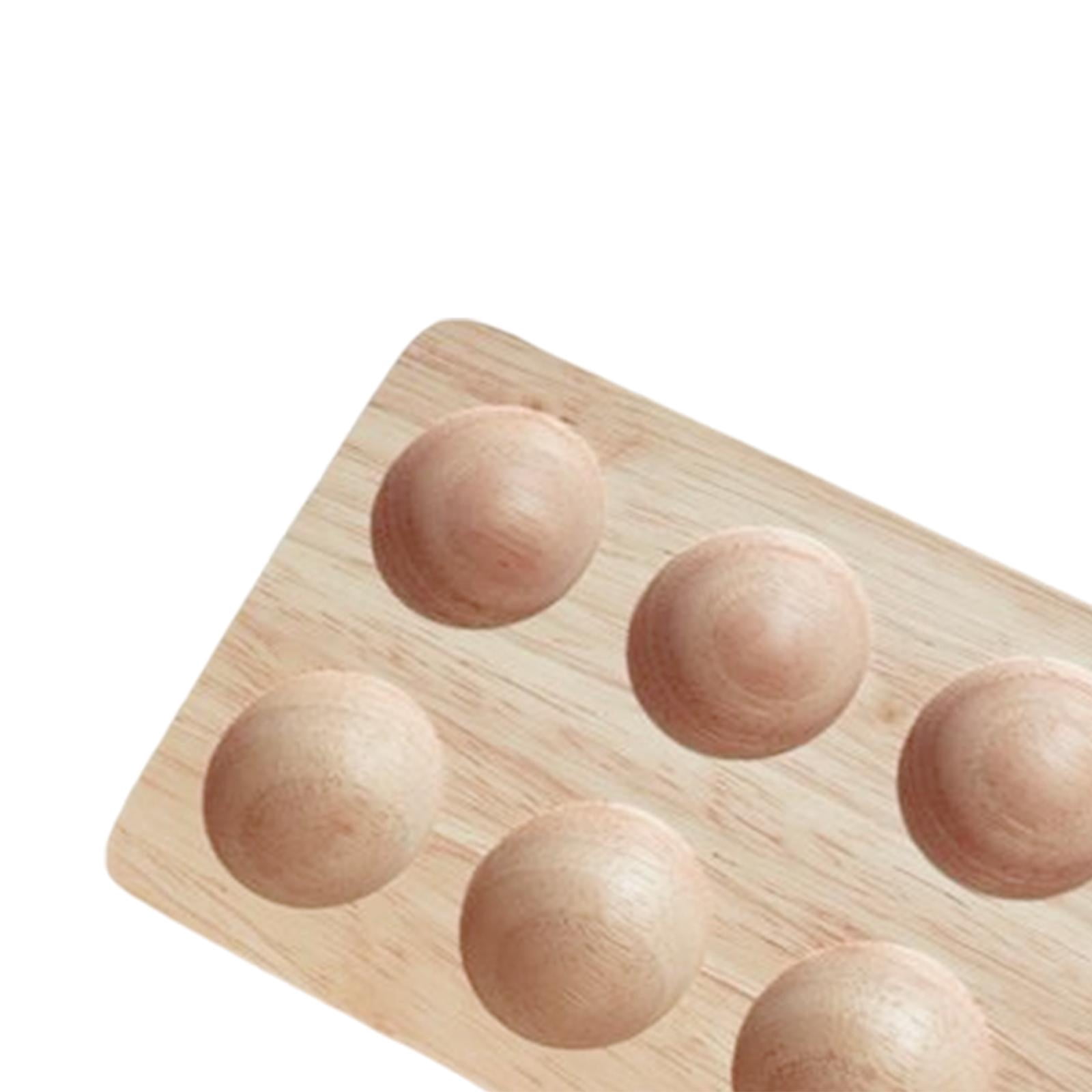 Wooden Egg Holder Double Row Sturdy Durable Portable Practical Storage Tray Container for Household Refrigerator Kitchen Countertop Tabletop 10 Slot