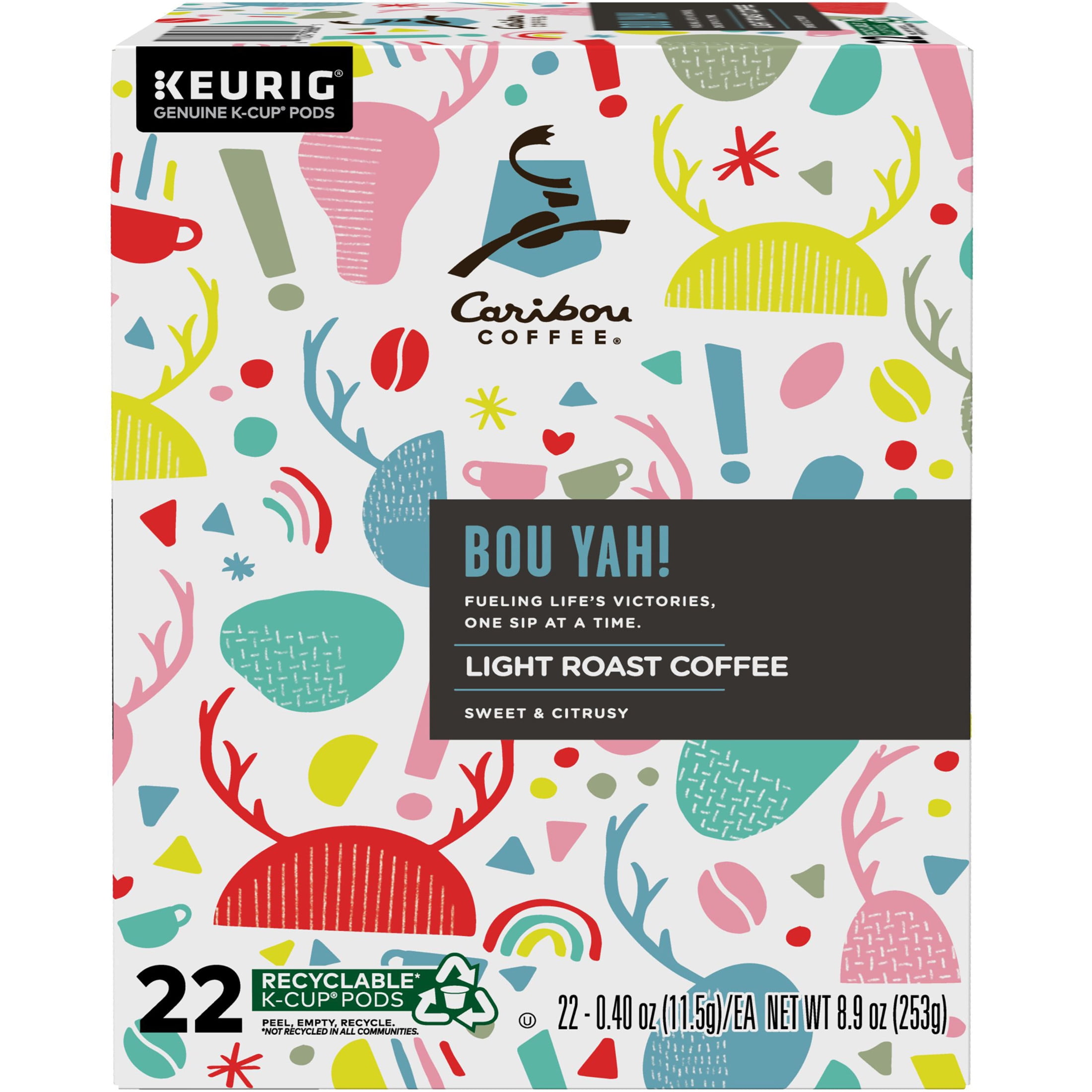 Caribou Coffee, Bou Yah Light Roast K-Cup Coffee Pods, 22 Count